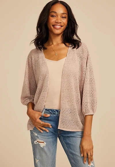 Crochet Blouson Sleeve Kimono