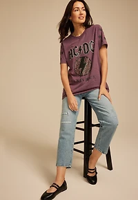 ACDC Back Black Leopard Print Oversized Fit Graphic Tee