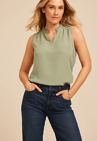 Smocked Shoulder Tank Top