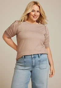Plus Ruched Puff Sleeve Top