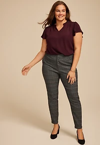 Plus Plaid Bengaline Mid Rise Skinny Pant