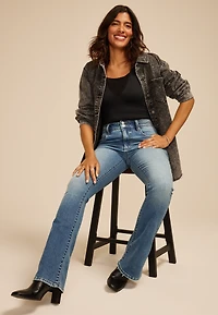 Everflex™ High Rise Stacked Waist Flare Jean