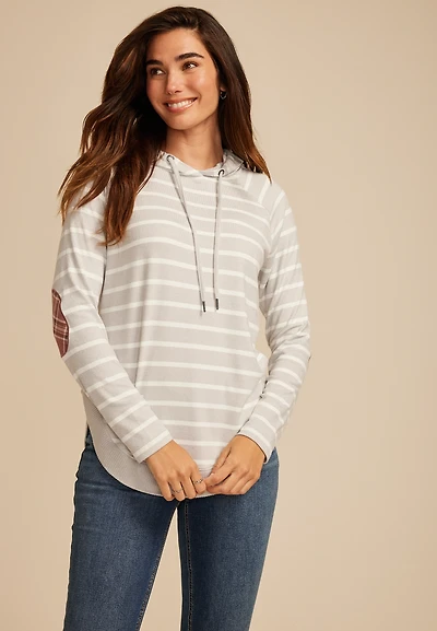 Haven Striped Round Hem Hoodie