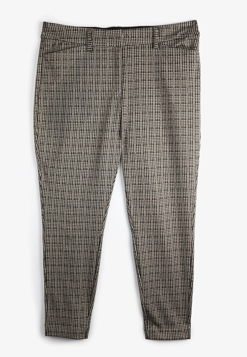 Plus Houndstooth Ponte Skinny Pant