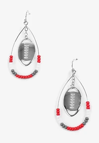 Game Day Red And White Beaded Teardrop Earrings
