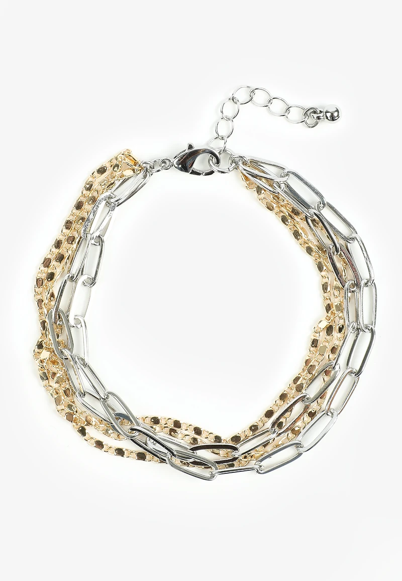Mixed Metal Chains Bracelet
