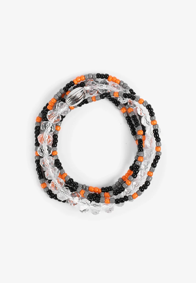 Game Day Black And Orange Stretch Bracelet Set