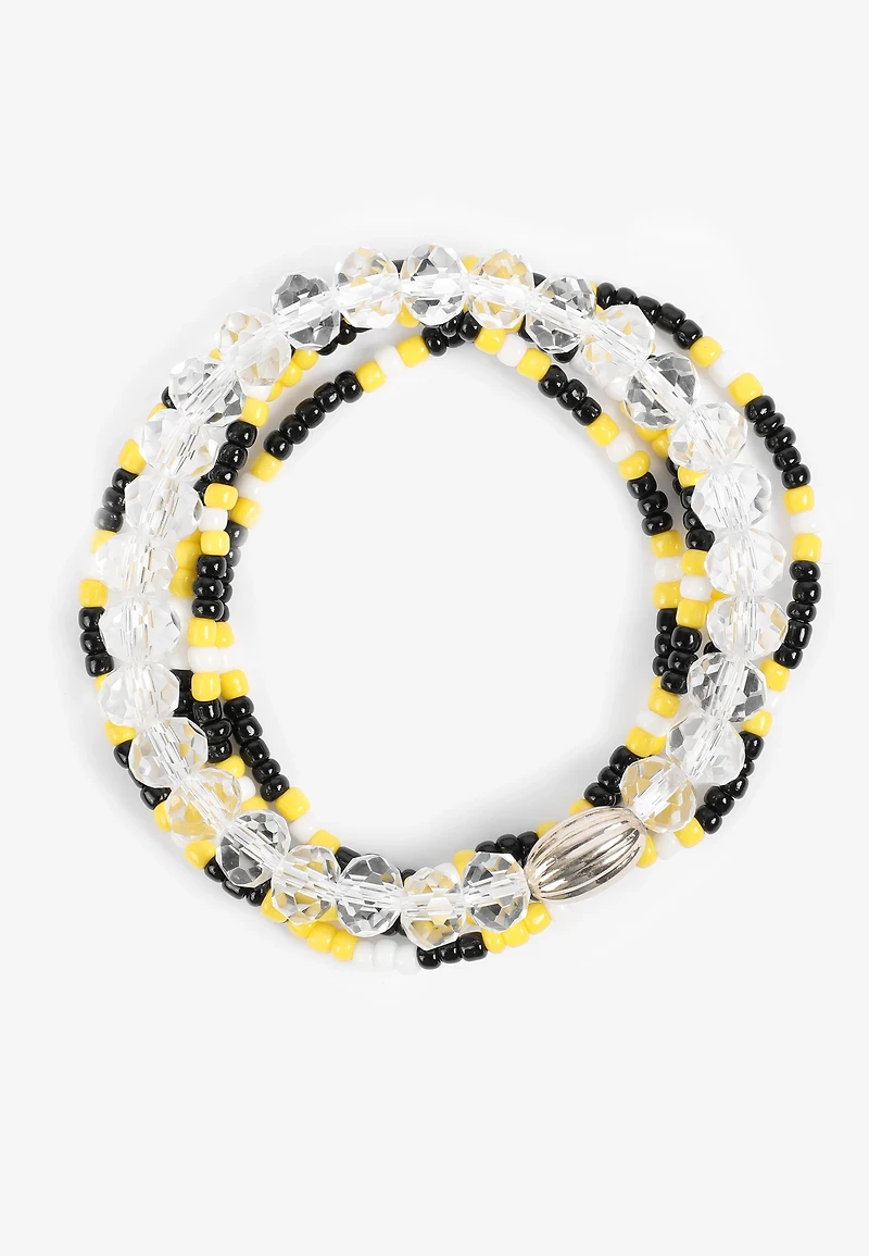Game Day Black And Yellow Stretch Bracelet Set