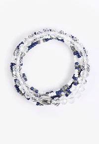Game Day Navy Blue And White Stretch Bracelet Set