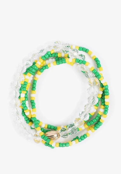 Game Day Green And Yellow Stretch Bracelet Set