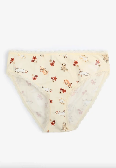 Simply Comfy Cotton Cats And Floral Print Bikini Panty