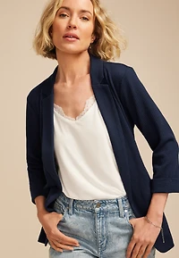 Textured Versa Open Front Blazer