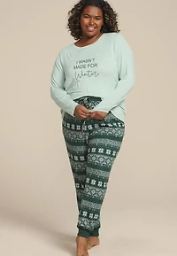 Plus I Wasnt Made For The Winter Graphic Tee And Jogger Pajama Set