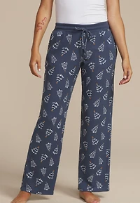 Blue Hacci Christmas Tree  Wide Leg Pajama Pants