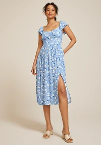 Band Of The Free Floral Flutter Sleeve Midi Dress