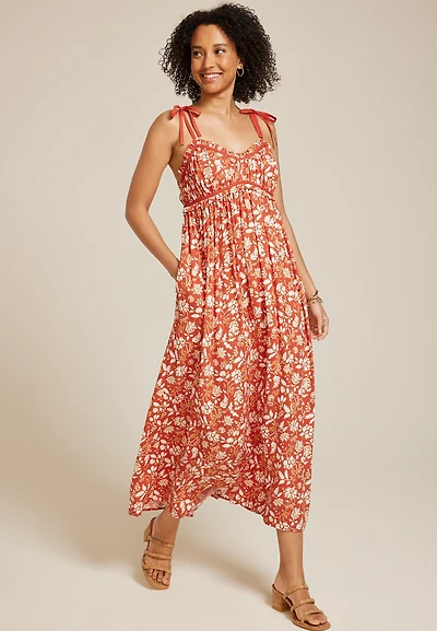 Band Of The Free Sweetheart Neck Midi Dress
