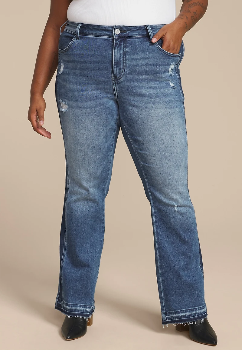 Plus Flying Monkey™ High Rise Frayed Hem Flare Jean