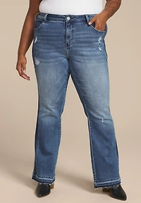 Plus Flying Monkey™ High Rise Frayed Hem Flare Jean