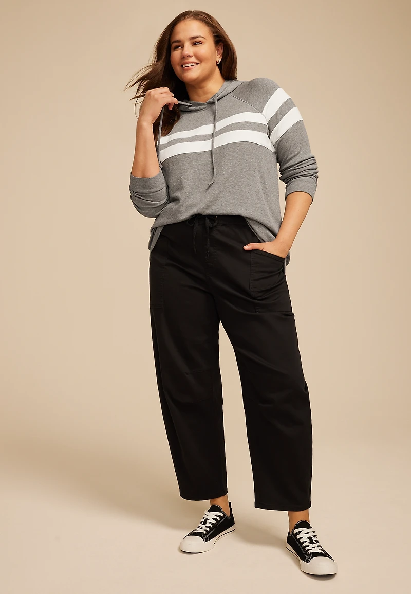 Plus Brushed Heathered Gray Stripe Hoodie