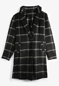 Plus Windowpane One Button Dress Coat