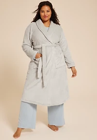 Plus Gray Plush Long Robe