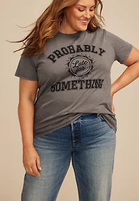 Plus Probably Late For Something Oversized Fit Graphic Tee