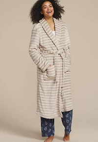 Striped Plush Long Robe