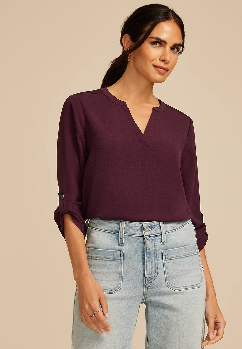 Atwood 3/4 Sleeve Popover Blouse
