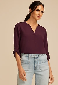 Atwood 3/4 Sleeve Popover Blouse