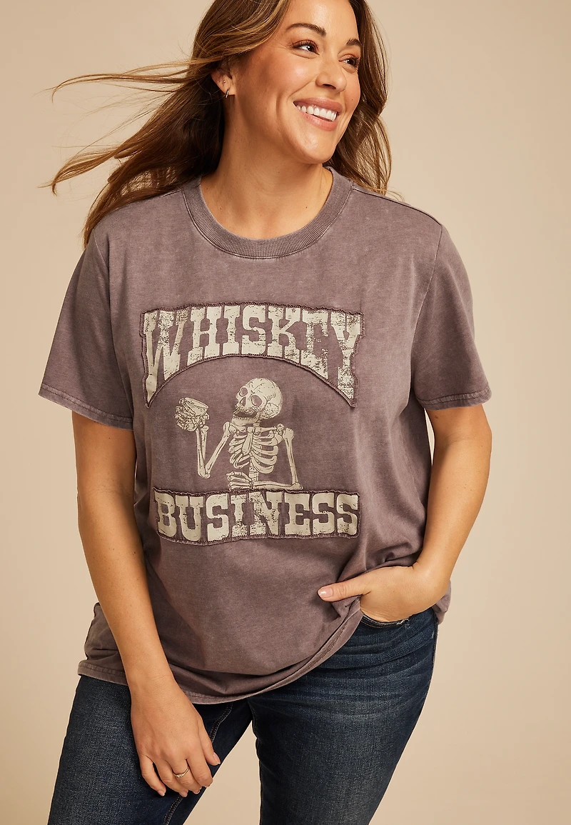 Plus Whiskey Business Oversized Fit Graphic Tee