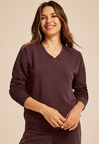 Scuba Knit V Neck Sweatshirt