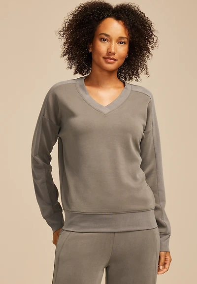 Scuba Knit V Neck Sweatshirt