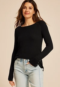 Soft Essential Crew Neck Snap Cuff Top