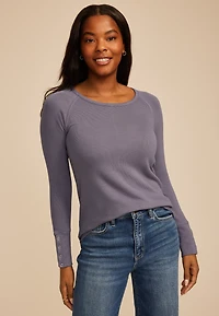 Soft Essential Crew Neck Snap Cuff Top