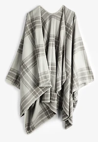 Whipstitch Plaid Blanket Kimono