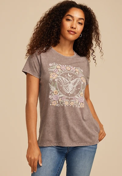 Floral Butterfly Classic Fit Graphic Tee