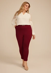 Plus Gold Buckle Ponte Pull On Skinny Pant