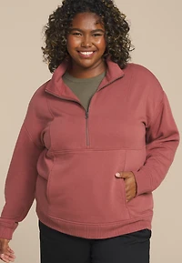 Plus Variegated Half Zip Sweatshirt