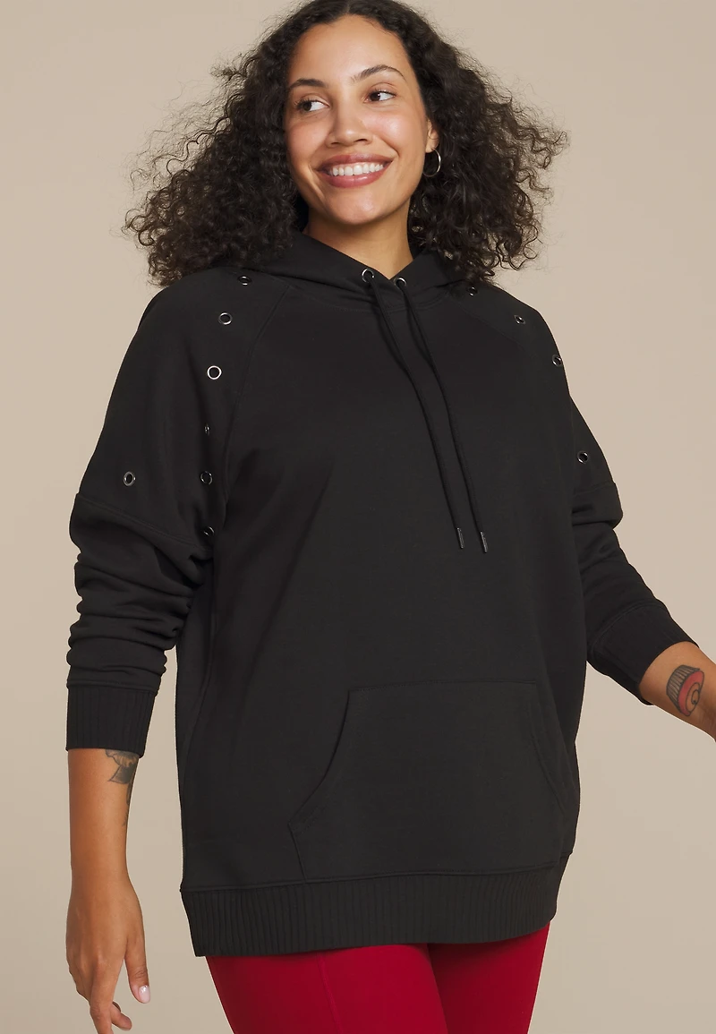 Plus Grommet Trim Accent Hoodie