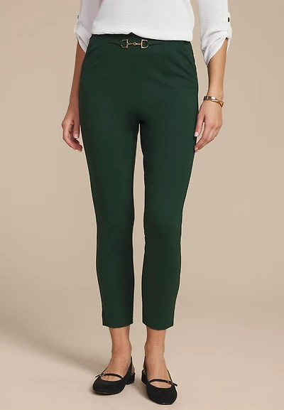 Gold Buckle Ponte Pull On Skinny Pant