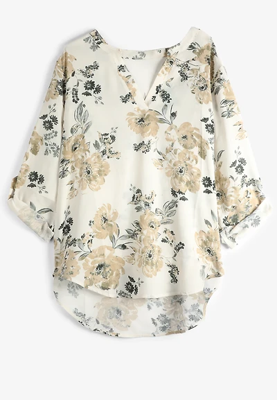 Plus Atwood Floral Flutter Sleeve Blouse