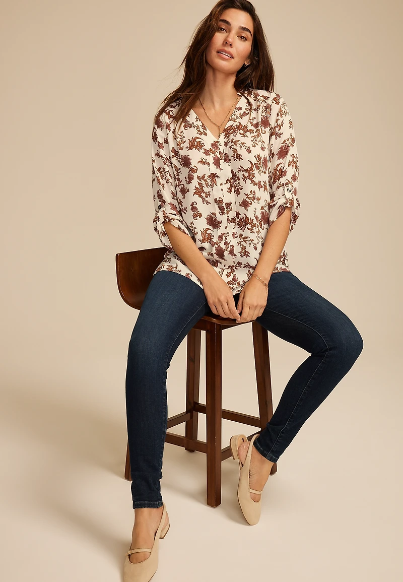 Floral 3/4 Sleeve Blouse