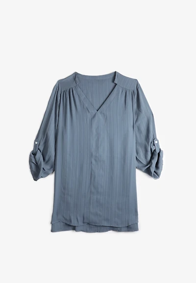 Plus Striped 3/4 Sleeve Tunic Blouse