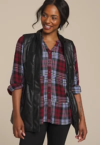 Faux Leather Quilted Vest
