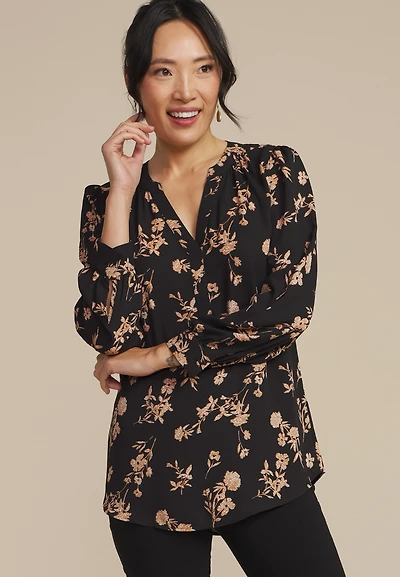 Cinched Back V Neck Blouse