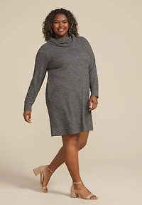 Plus Heather Gray Cowl Neck Sweatshirt Dress