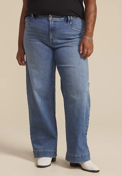 Plus m jeans by maurices™ High Rise Slant Pocket Wide Leg Jean