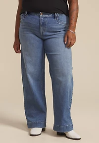 Plus m jeans by maurices™ High Rise Slant Pocket Wide Leg Jean