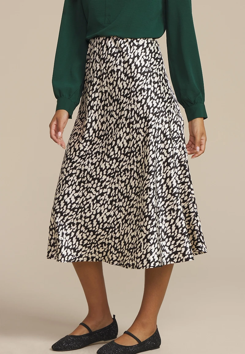 Satin High Rise Midi Skirt