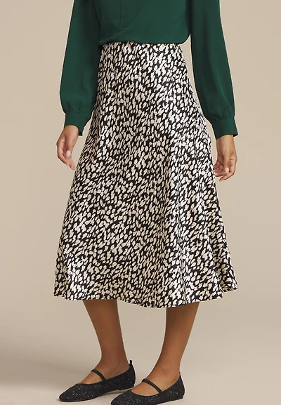 Satin High Rise Midi Skirt